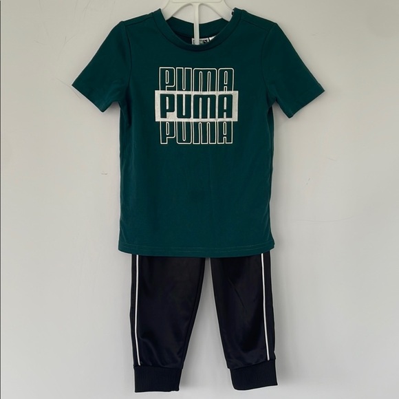 Puma Green and Black Set with Logo and Pant Stripe 2T - Picture 3 of 11